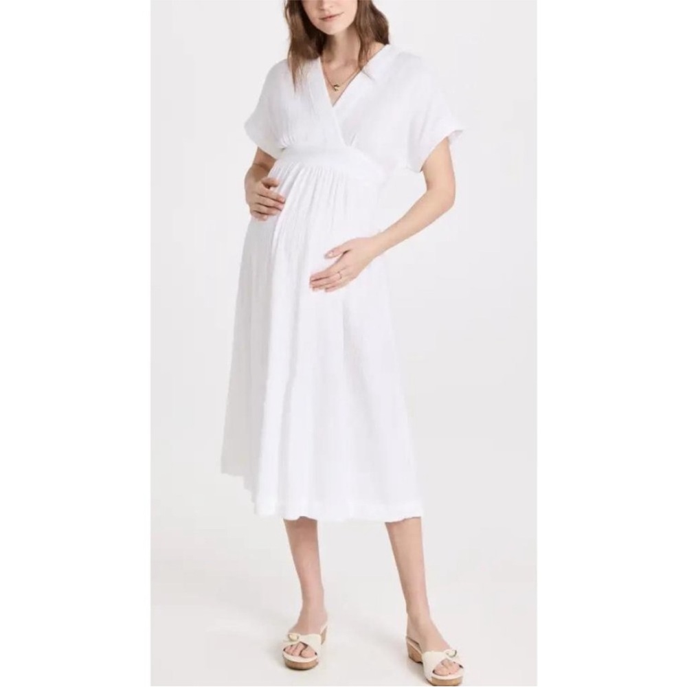 Hatch White Midi Maternity Dress